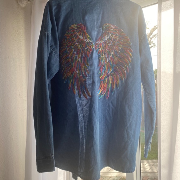 Angel Wing jean Shacket - Picture 6 of 7
